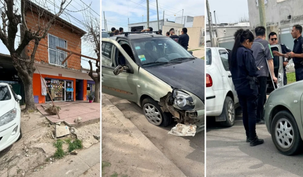 Le robó el auto a su papá, chocó contra dos autos y destrozó un almacén