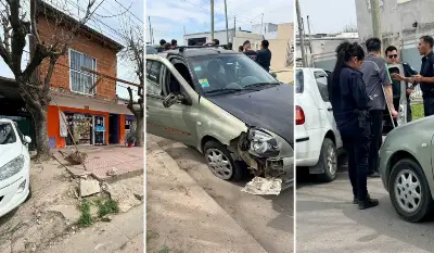 Le robó el auto a su papá, chocó contra dos autos y destrozó un almacén